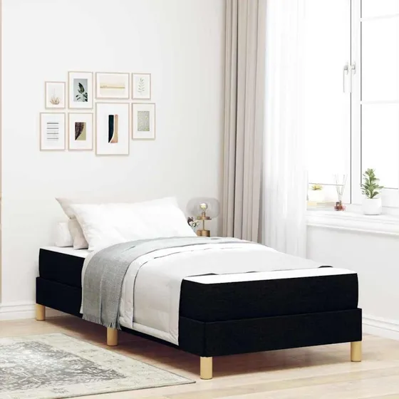 vidaXL Box Spring Seng med Madras, Sort, 90 x 190 cm