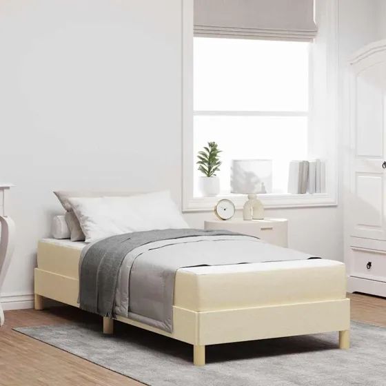 vidaXL Box Spring Seng Creme 100 x 200 cm Stof