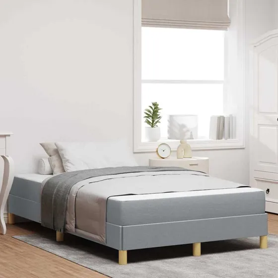 vidaXL Box Spring Seng med Madras Lysegrå 120 x 200 cm Stof