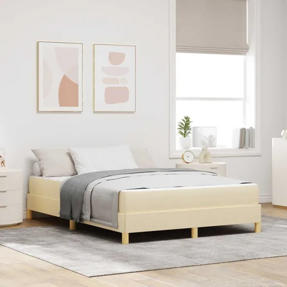 vidaXL Box spring seng med madras Creme 160 x 200 cm