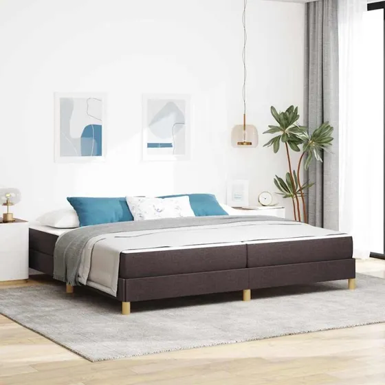 vidaXL Box Spring Seng Mørk Brun 200 x 200 cm Stof