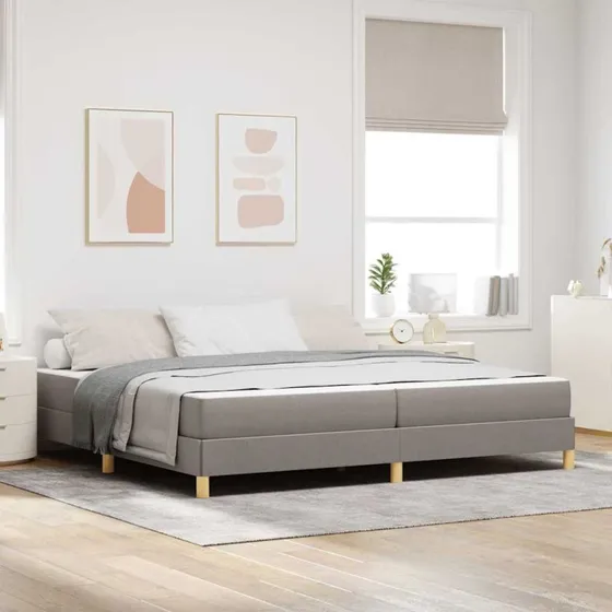 vidaXL Box spring seng med madras Gråbrun 200x200 cm Stof
