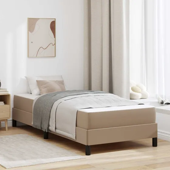 vidaXL Sengestel med madras Cappuccino 90x190 cm