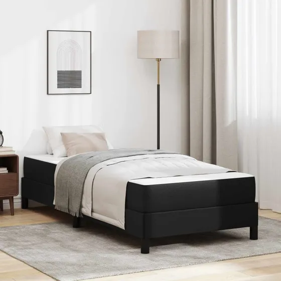 vidaXL Sengestel med madras Sort 90 x 200 cm Stof