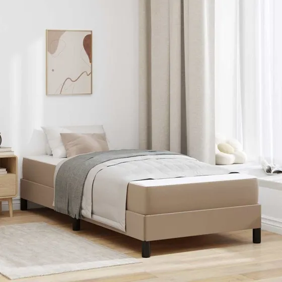 vidaXL Sengestel med Madras Cappuccino 90 x 200 cm Stof