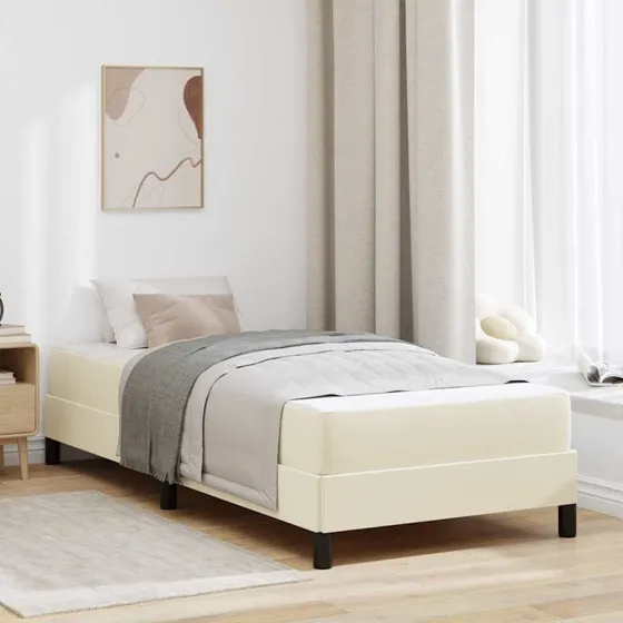 vidaXL Sengestel med madras Creme 100 x 200 cm Stof