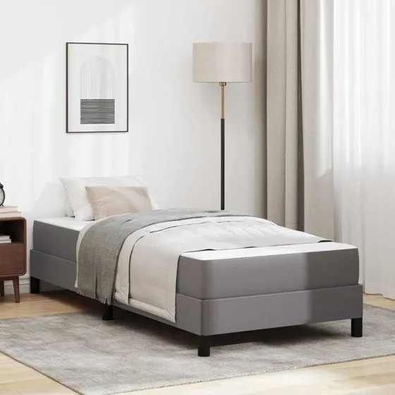 vidaXL Sengestel med Madras Grå 100 x 200 cm Stof