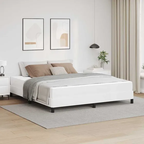 vidaXL Sengestel med Madras Ren Hvid 180x200 cm Stof