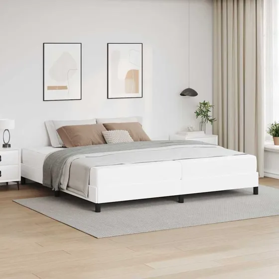 vidaXL Sengestel med Madras Ren Hvid 200x200 cm Stof