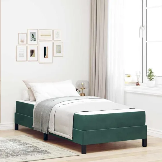vidaXL Box Spring-seng med madras, mørkegrøn, 90 x 200 cm