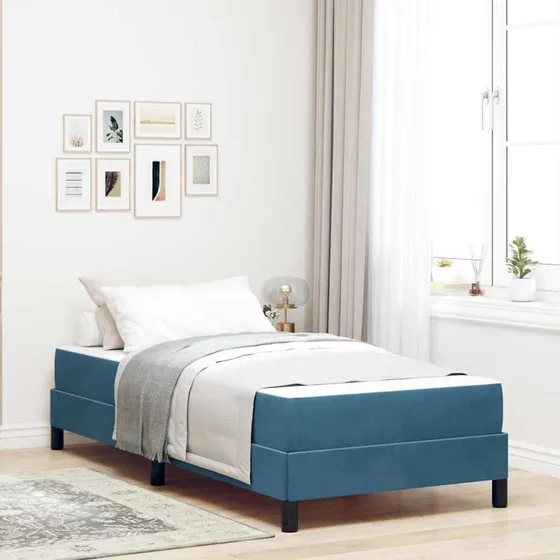 vidaXL Box Spring-seng med madras, mørk blå, 100 x 200 cm