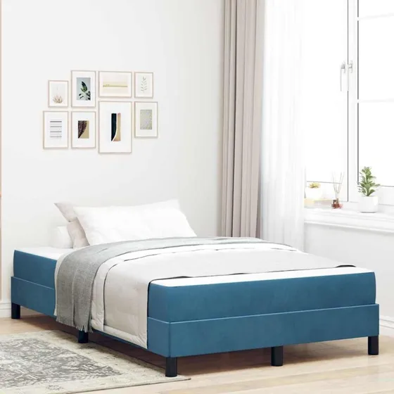 vidaXL Box Spring-seng med madras, mørk blå, 120 x 200 cm