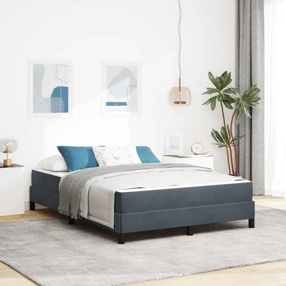 vidaXL Box Spring-seng med madras, Mørkegrå, 140 x 200 cm
