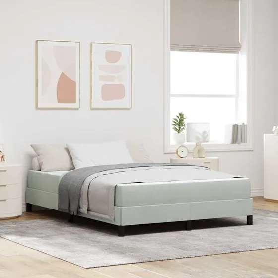 vidaXL Box Spring-seng med madras Lysegrå 160x200 cm Stof