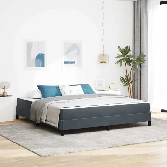 vidaXL Box Spring-seng med madras, Mørkegrå, 180 x 200 cm