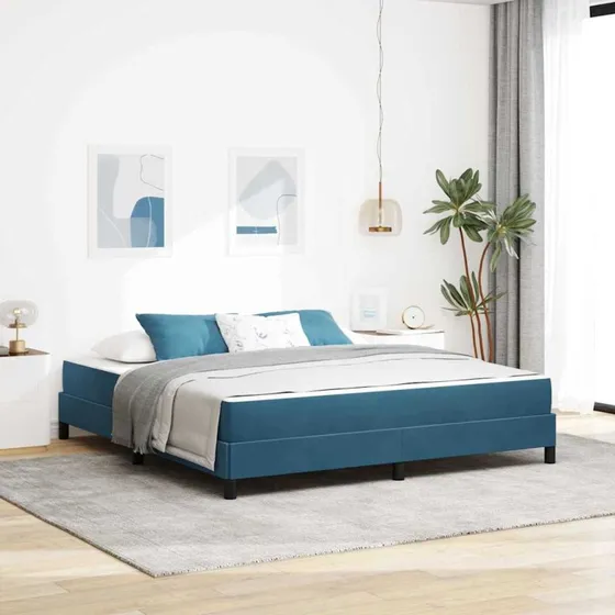 vidaXL Box Spring-seng med madras, mørk blå, 180 x 200 cm