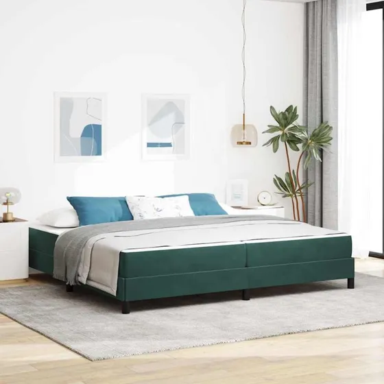vidaXL Box Spring-seng med madras, Mørkegrøn, 200 x 200 cm