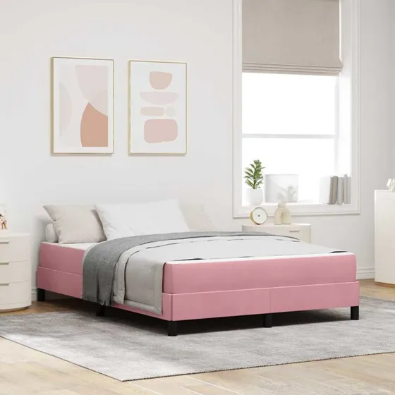 vidaXL Box Spring-seng med madras Lyserød 160x210 cm
