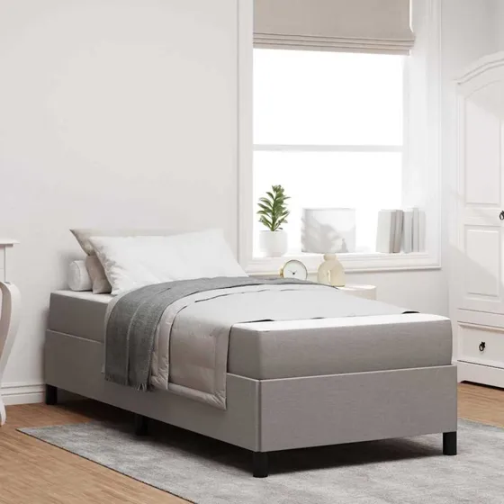 vidaXL Box Spring Seng Gråbrun 90 x 200 cm Stof