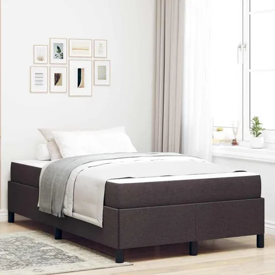 vidaXL Box Spring Seng Mørk Brun 120 x 190 cm Stof & Konstrueret Træ