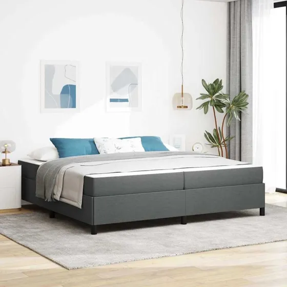vidaXL Box Spring Seng 200x200 cm Mørkegrå
