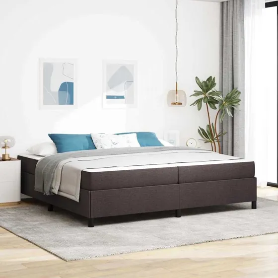 vidaXL Box Spring Seng Mørk Brun 200x200 cm Stof