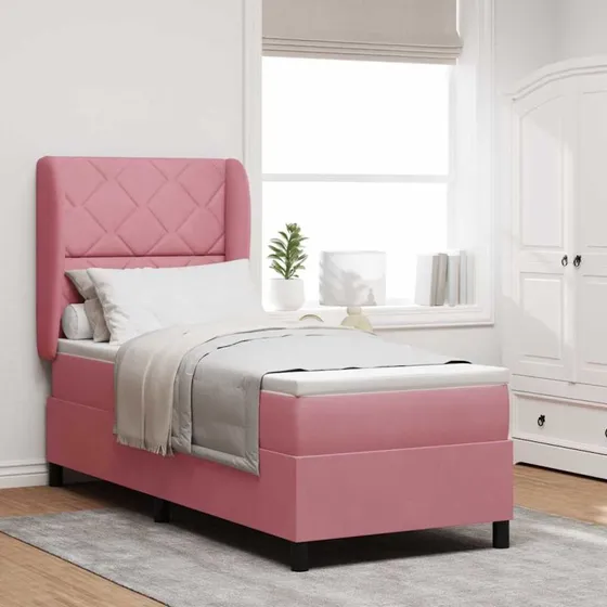vidaXL Boxspring-seng med madras Lyserød 200x80 cm
