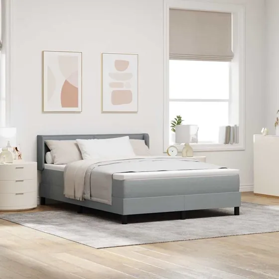 vidaXL Boxspring seng med hovedgærde Lysegrå 200x140 cm Stof