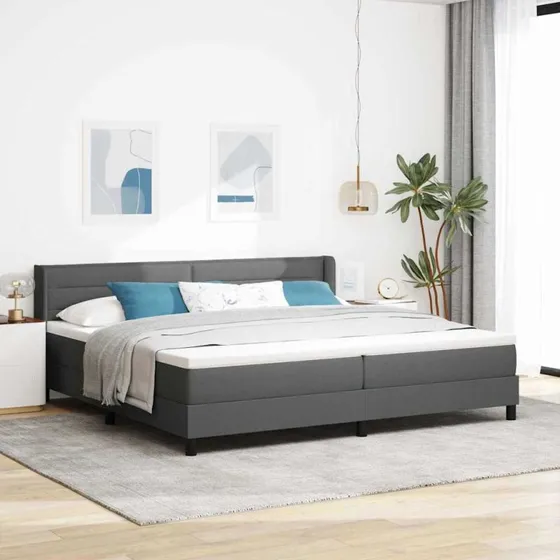 vidaXL Boxspring seng med hovedgærde, mørkegrå, 200 x 200 cm