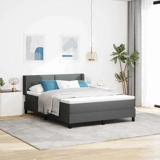 vidaXL Boxspring seng med hovedgærde, mørkegrå 200x140 cm
