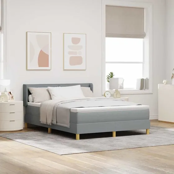 vidaXL Box spring seng med madras Lysegrå 200 x 140 cm Stof