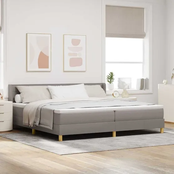 vidaXL Box spring seng med madras Gråbrun 200x200 cm Stof
