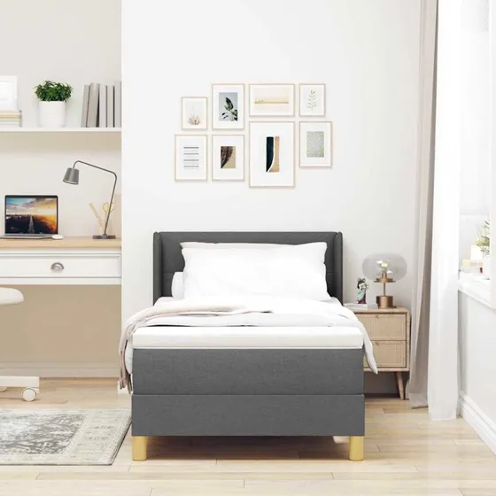 vidaXL Box spring seng med madras Mørkegrå 190 x 90 cm Stof