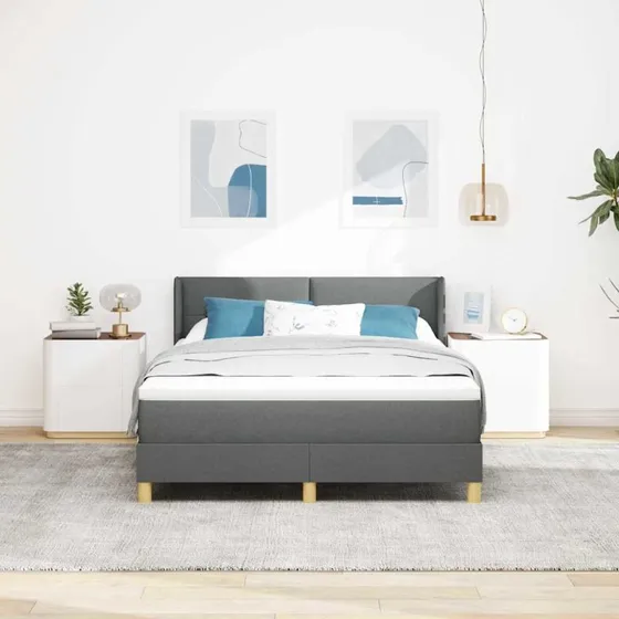 vidaXL Box spring seng med madras Mørkegrå 200x140 cm Stof
