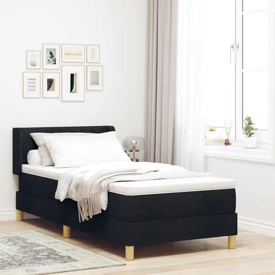 vidaXL Box spring seng med madras og hovedgærde, Sort 190 x 90 cm