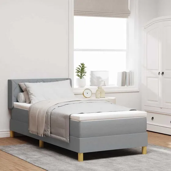 vidaXL Box spring seng med madras Lysegrå 200 x 100 cm Stof