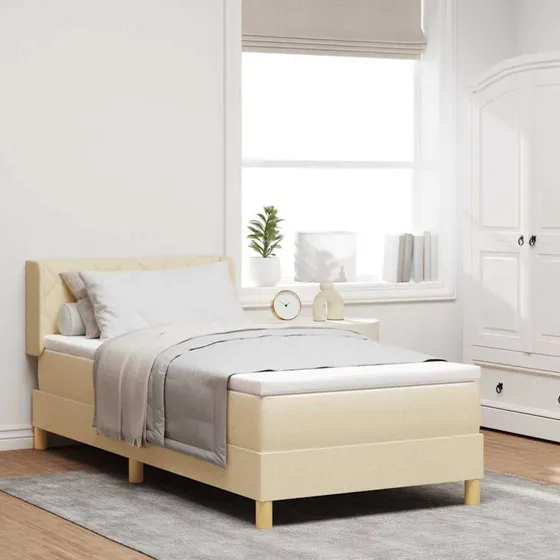 vidaXL Box spring seng med madras Creme 200 x 100 cm