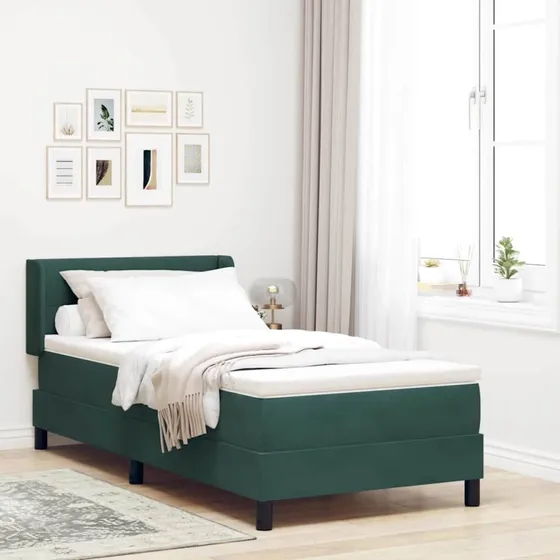 vidaXL Boxspring Seng Mørkegrøn 200x90 cm Fløjl