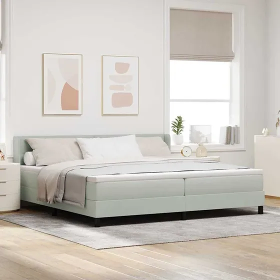 vidaXL Boxspring Seng 200x200 cm Lysegrå med Fløjl