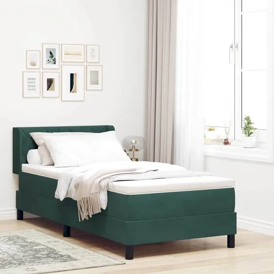 vidaXL Boxspring seng med hovedgærde, mørkegrøn, 200 x 90 cm