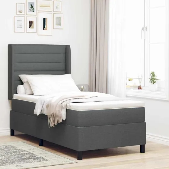 vidaXL Boxspring seng med madras Mørkegrå 200x80 cm