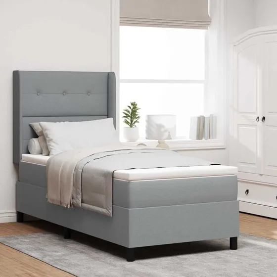 vidaXL Box spring seng med madras Lysegrå 200x90 cm