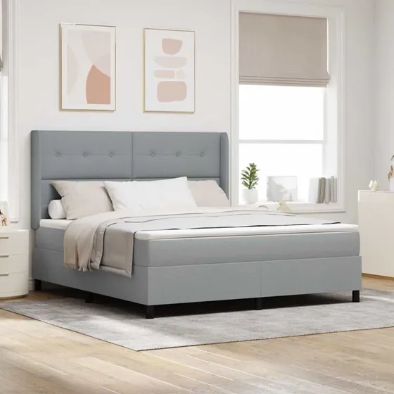 vidaXL Box spring seng med madras Lysegrå 200 x 180 cm