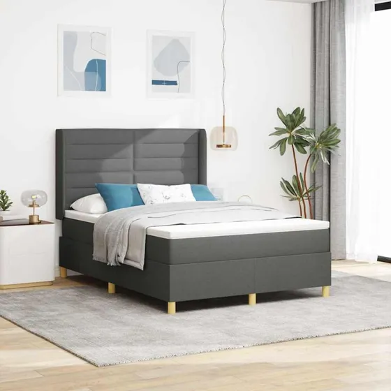 vidaXL Box spring seng med madras Mørkegrå 140x190 cm