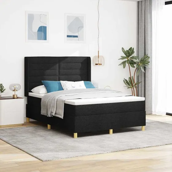 vidaXL Box spring seng med madras, sort, 140 x 200 cm