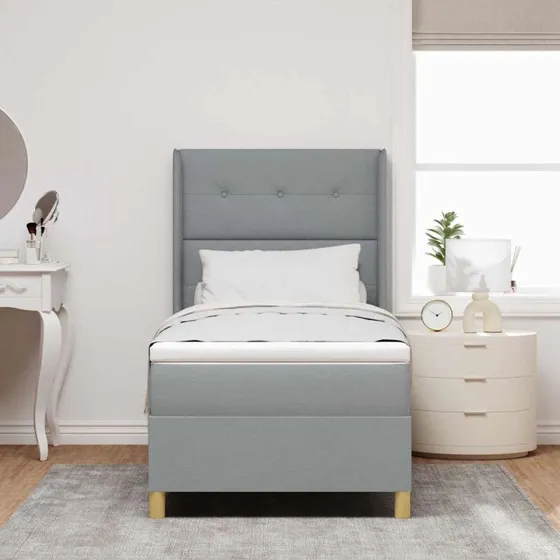 vidaXL Box spring seng med madras Lysegrå 90x200 cm