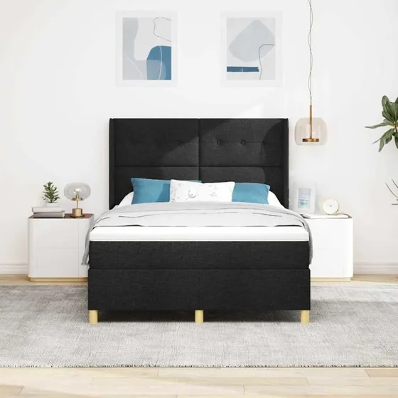 vidaXL Box Spring Seng med Madras, Sort, 160 x 200 cm