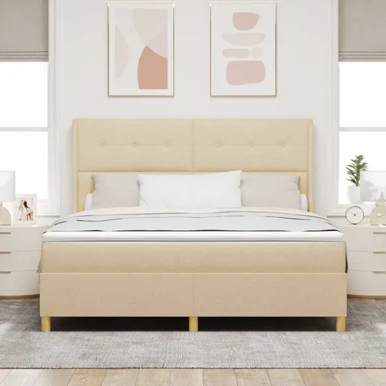vidaXL Box Spring Seng med Madras Creme 180x200 cm