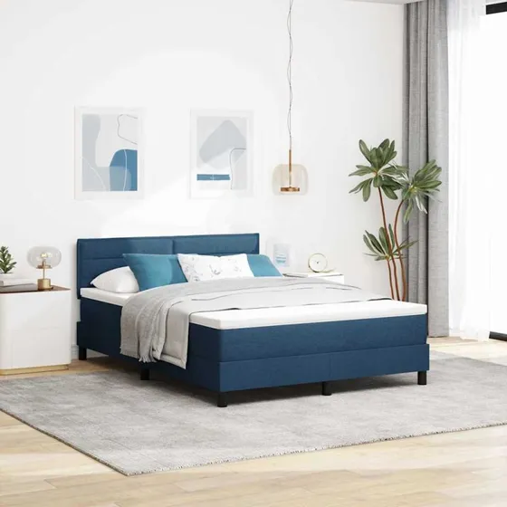 vidaXL Boxspring seng med LED-blå madras 140 x 190 cm