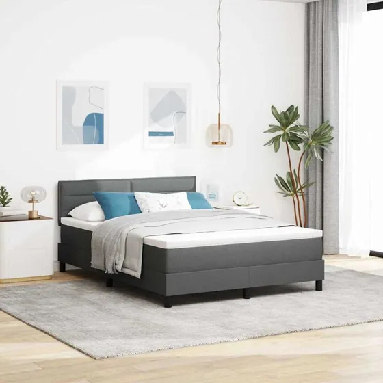vidaXL Boxspring Seng med LED-Madras, Mørkegrå 160x200 cm